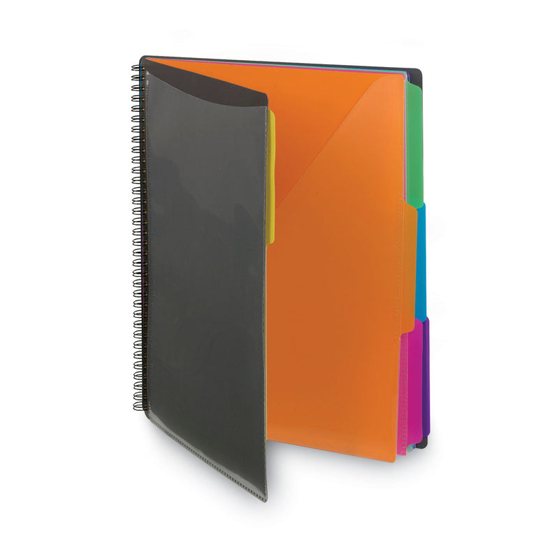 Smead Poly Project Organizer, 12 Letter-Size Sleeves, Gray with Bright Pockets