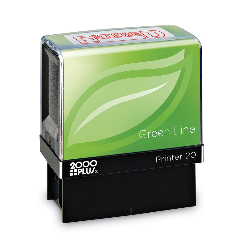 COSCO 2000PLUS Green Line Message Stamp, Entered, 1.5 x 0.56, Red