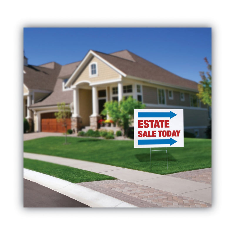 COSCO Stake Sign, Blank White, Includes Directional Arrows,  15 x 19