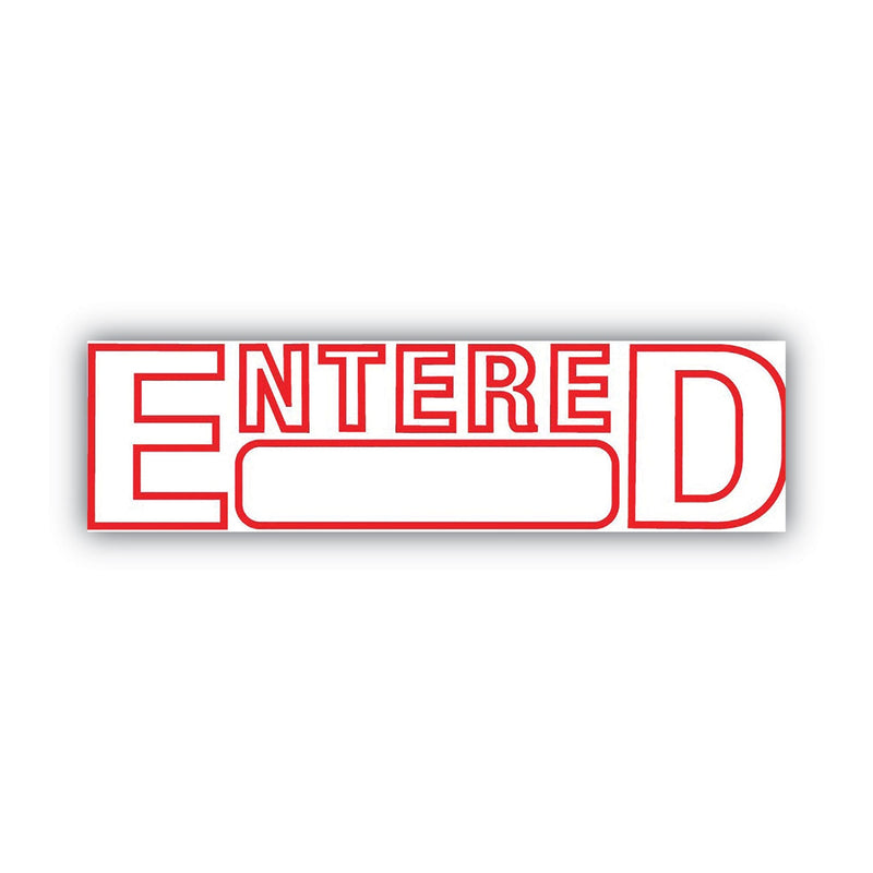 COSCO 2000PLUS Green Line Message Stamp, Entered, 1.5 x 0.56, Red