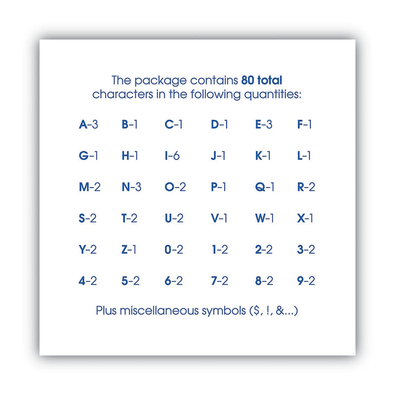 COSCO Letters, Numbers and Symbols, Self Adhesive, Black, 3"h, 64 Characters