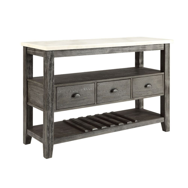 Merel - Server - White Marble Top & Gray Oak