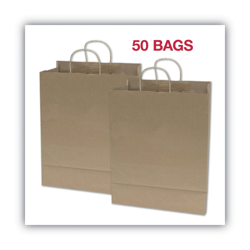 COSCO Premium Shopping Bag, 12" x 6.5" x 17", Brown Kraft, 50/Box