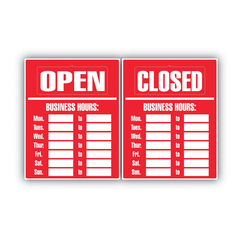 COSCO Business Hours Sign Kit, 15 x 19, Red