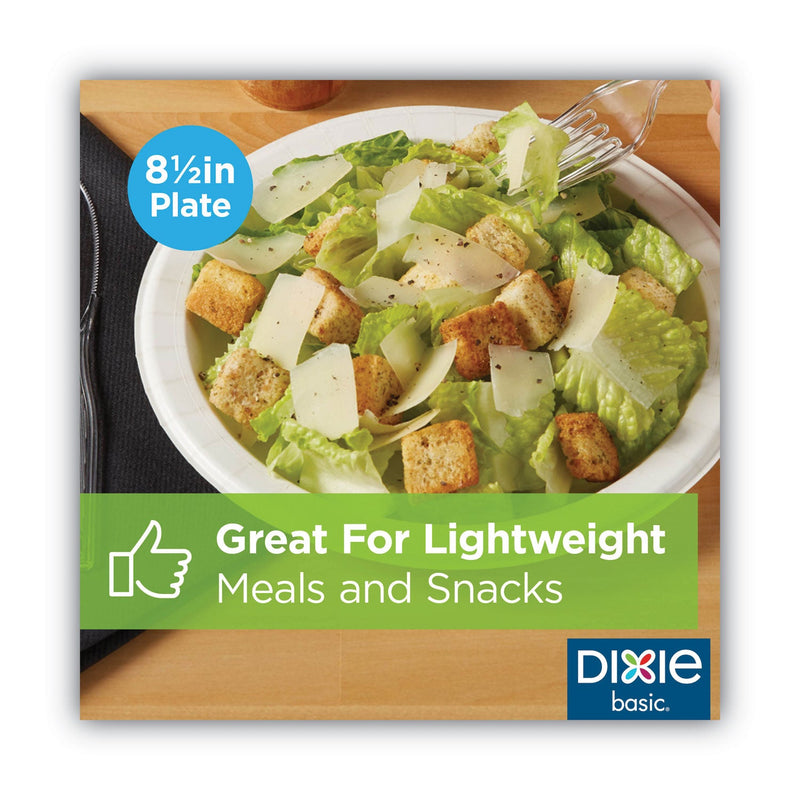 Dixie White Paper Plates, 8.5" dia, Individually Wrapped, White, 500/Carton