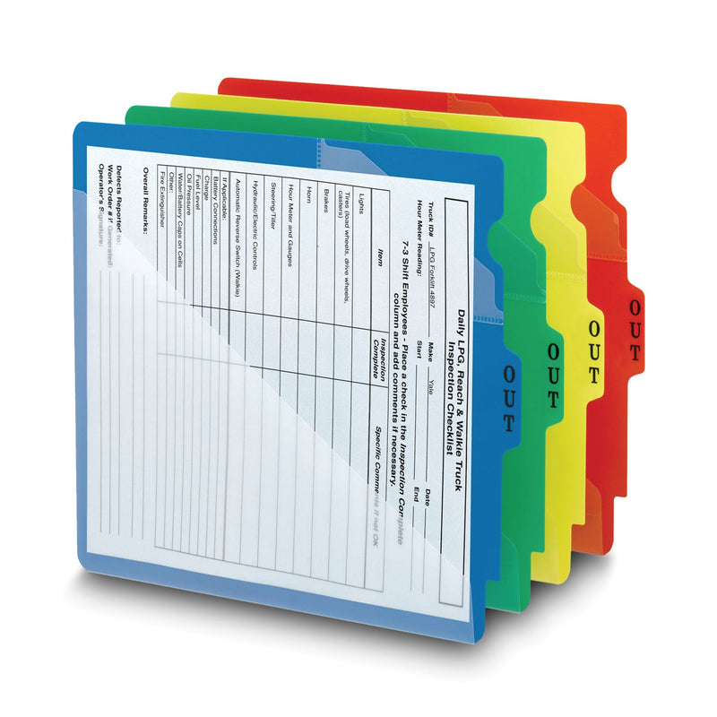 Smead End Tab Poly Out Guides, Two-Pocket Style, 1/3-Cut End Tab, Out, 8.5 x 11, Red, 50/Box