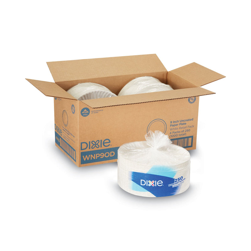 Dixie White Paper Plates, 9" dia, 250/Pack, 4 Packs/Carton