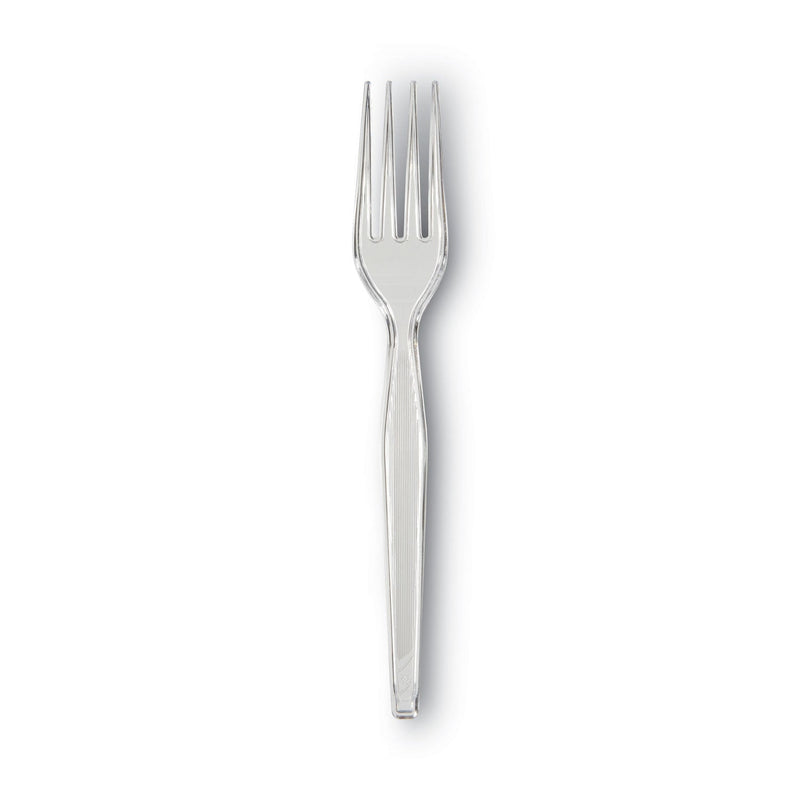 Dixie Plastic Cutlery, Forks, Heavyweight, Clear, 1,000/Carton