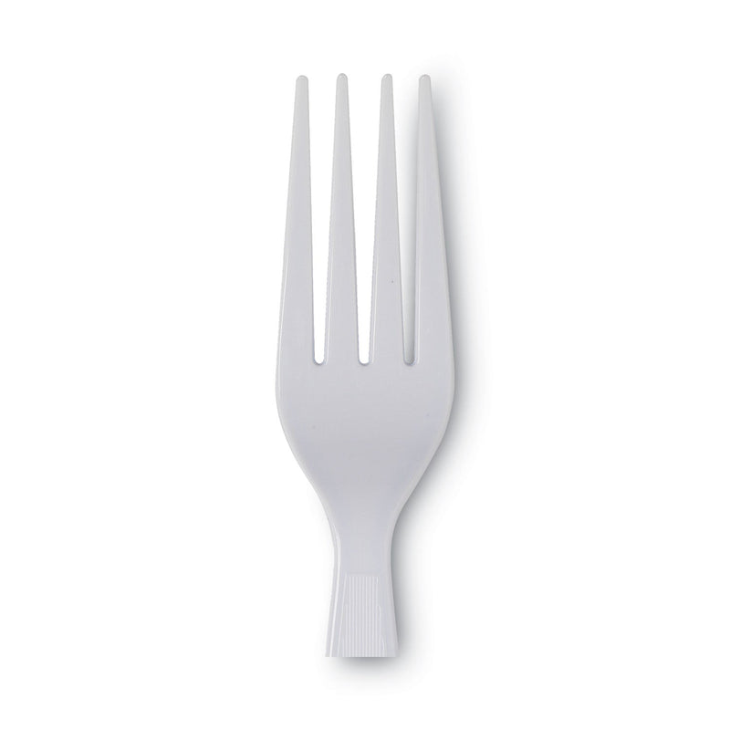 Dixie Plastic Cutlery, Heavyweight Forks, White, 1,000/Carton