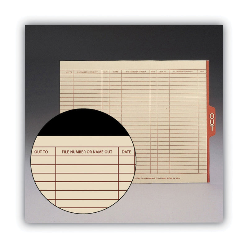 Smead Manila Out Guides with Printed Form, 1/5-Cut End Tab, Out, 8.5 x 11, Manila, 100/Box