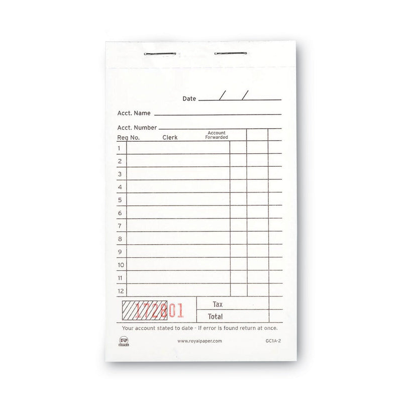 AmerCareRoyal Sales Receipt Book, Two-Part Carbonless, 3.5 x 5.63, 1/Page, 50 Forms/Book, 100 Books/Carton
