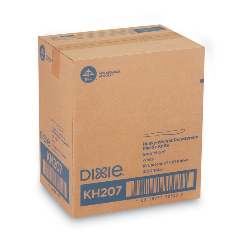 Dixie Plastic Cutlery, Heavyweight Knives, White, 100/Box