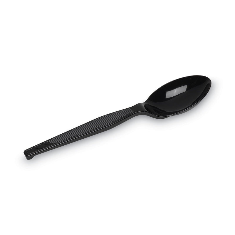 Dixie Plastic Cutlery, Heavy Mediumweight Teaspoons, Black, 1,000/Carton