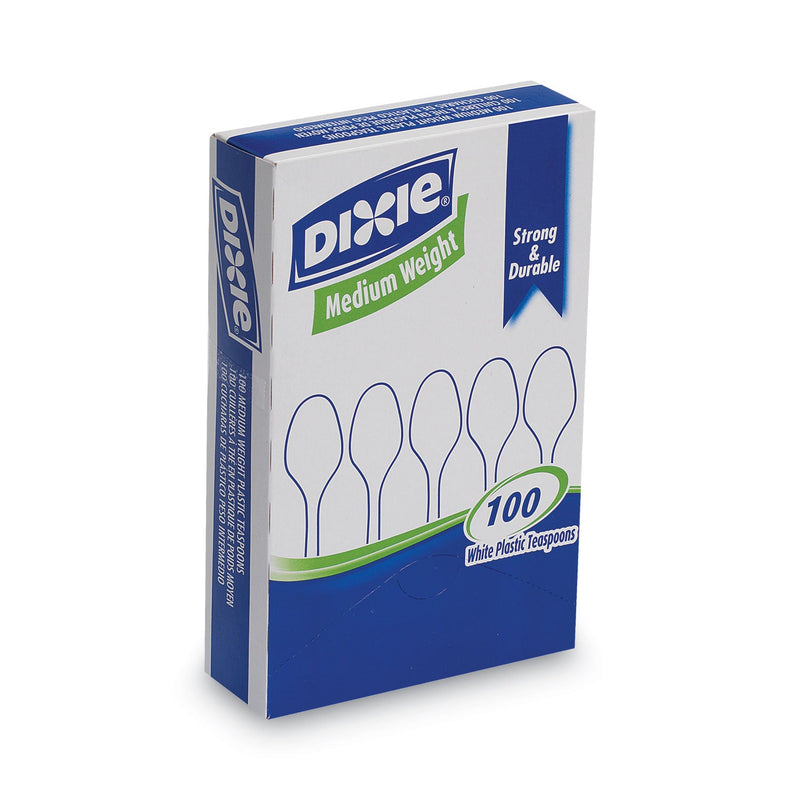Dixie Plastic Cutlery, Heavy Mediumweight Teaspoons, White, 100/Box