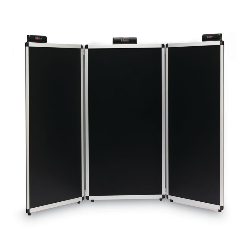 Smead Justick Three-Panel Electro-Surface Table-Top Expo Display, 72" x 36", Black