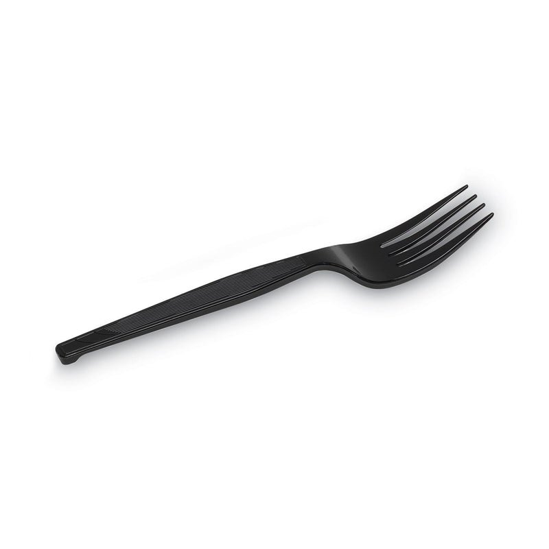 Dixie Plastic Cutlery, Heavy Mediumweight Forks, Black, 1,000/Carton