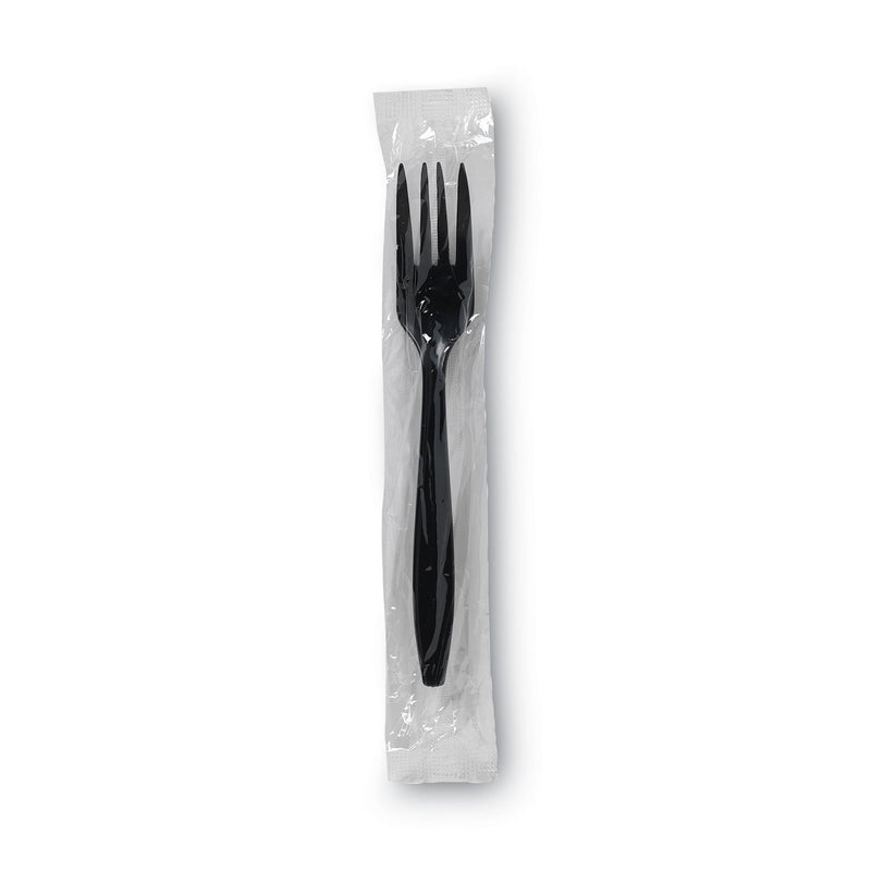 Dixie Individually Wrapped Heavyweight Forks, Polypropylene, Black, 1,000/Carton
