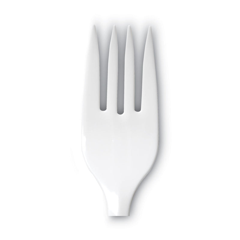 Dixie Plastic Cutlery, Mediumweight Forks, White, 1,000/Carton