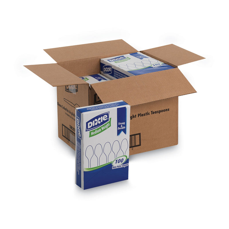 Dixie Plastic Cutlery, Heavy Mediumweight Teaspoons, White, 1,000 Carton