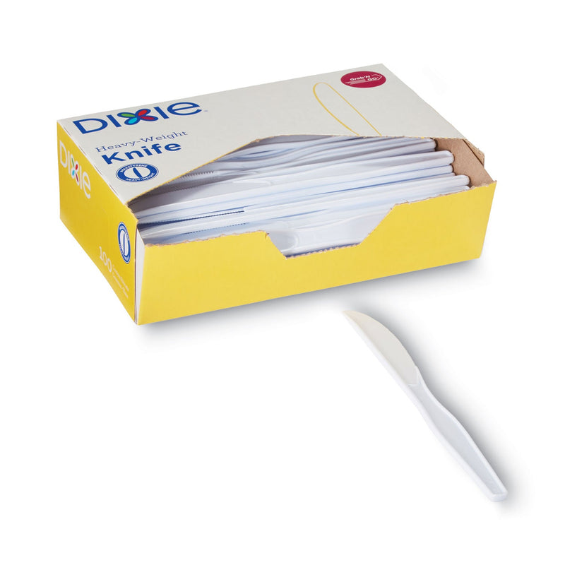 Dixie Plastic Cutlery, Heavyweight Knives, White, 100/Box