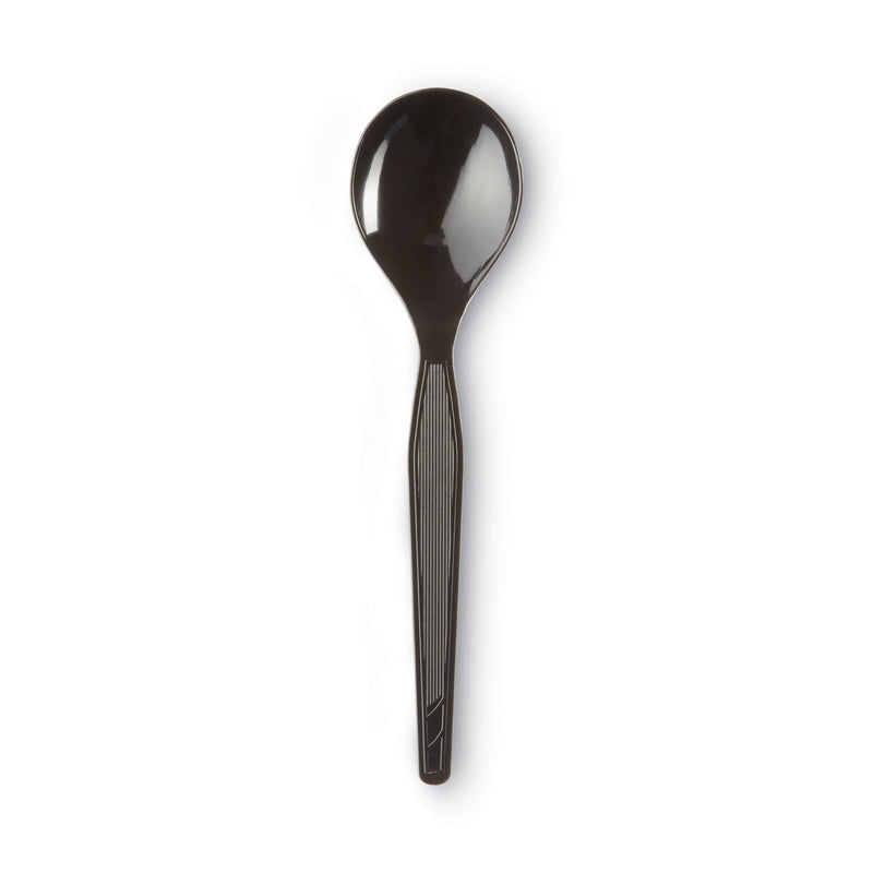 Dixie Plastic Cutlery, Heavyweight Soup Spoons, 5 3/4", Black, 1,000/Carton