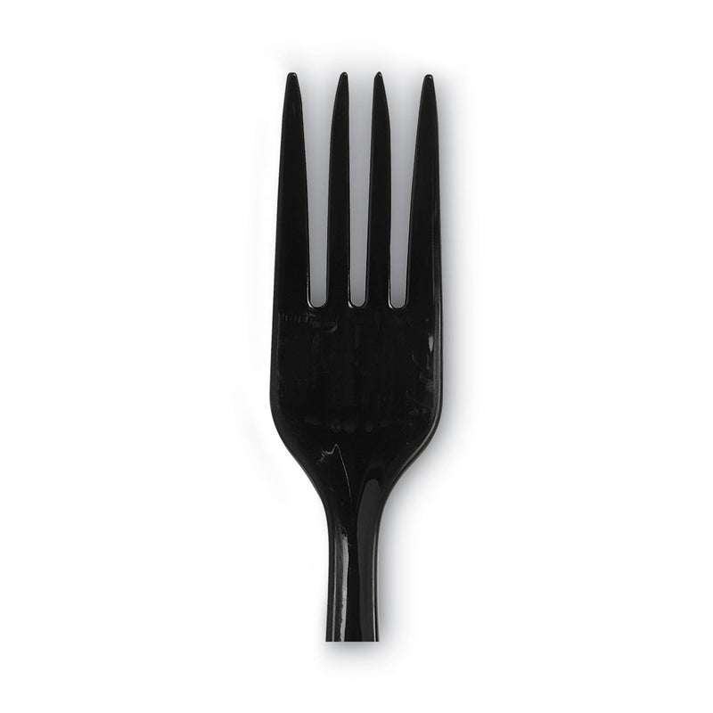 Dixie Individually Wrapped Heavyweight Forks, Polypropylene, Black, 1,000/Carton