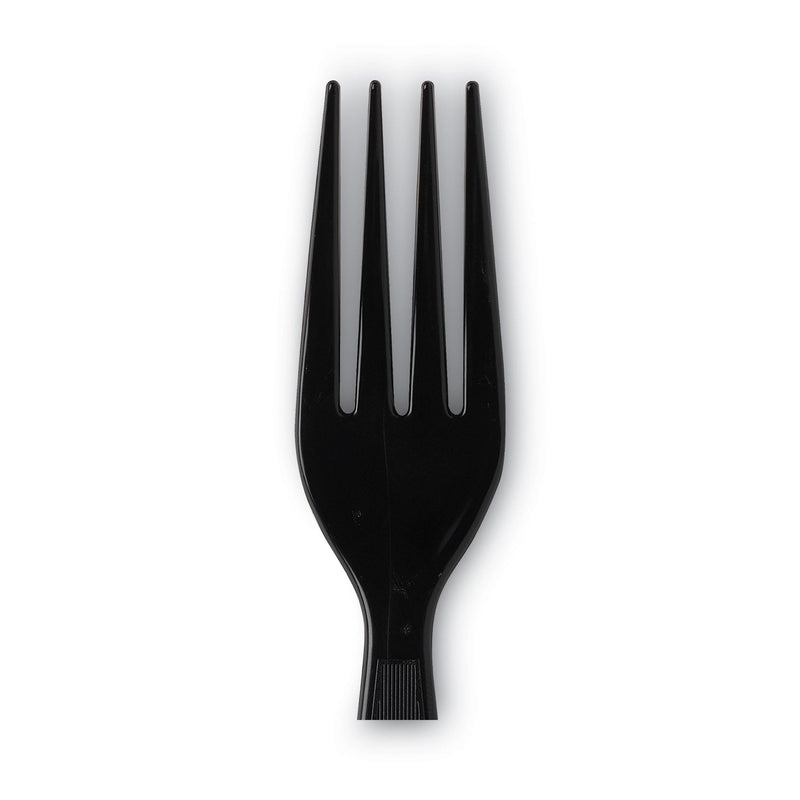 Dixie Individually Wrapped Heavyweight Forks, Polystyrene, Black, 1,000/Carton