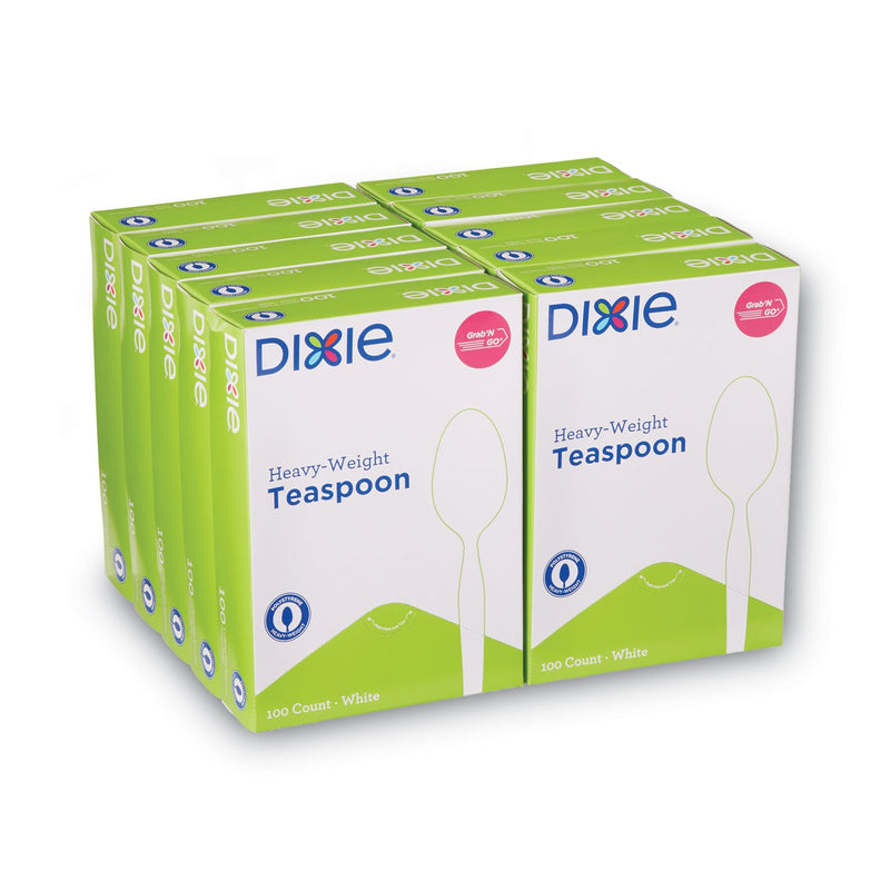 Dixie Plastic Cutlery, Heavyweight Teaspoons, White, 1,000/Carton