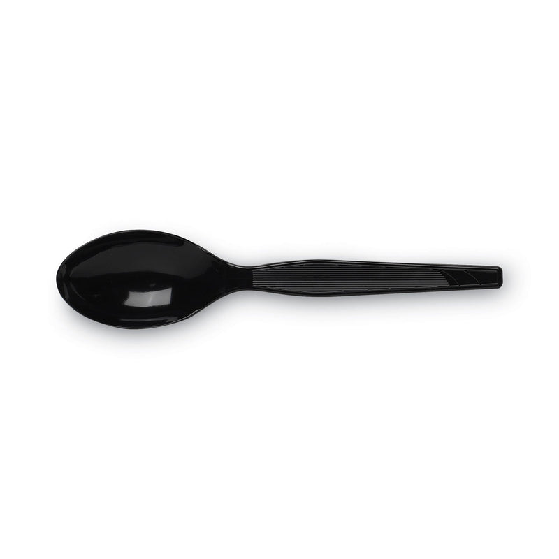 Dixie Plastic Cutlery, Heavy Mediumweight Teaspoons, Black, 100/Box