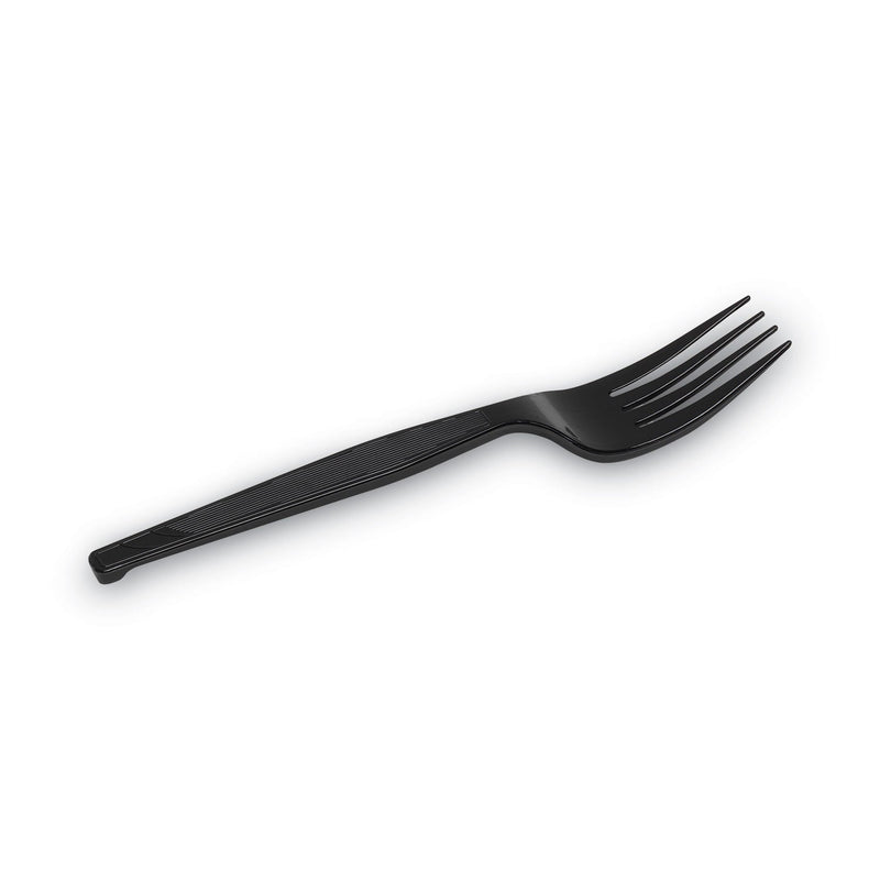 Dixie Individually Wrapped Heavyweight Forks, Polypropylene, Black, 1,000/Carton