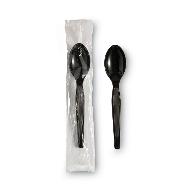 Dixie Individually Wrapped Heavyweight Teaspoons, Polystyrene, Black 1,000/Carton