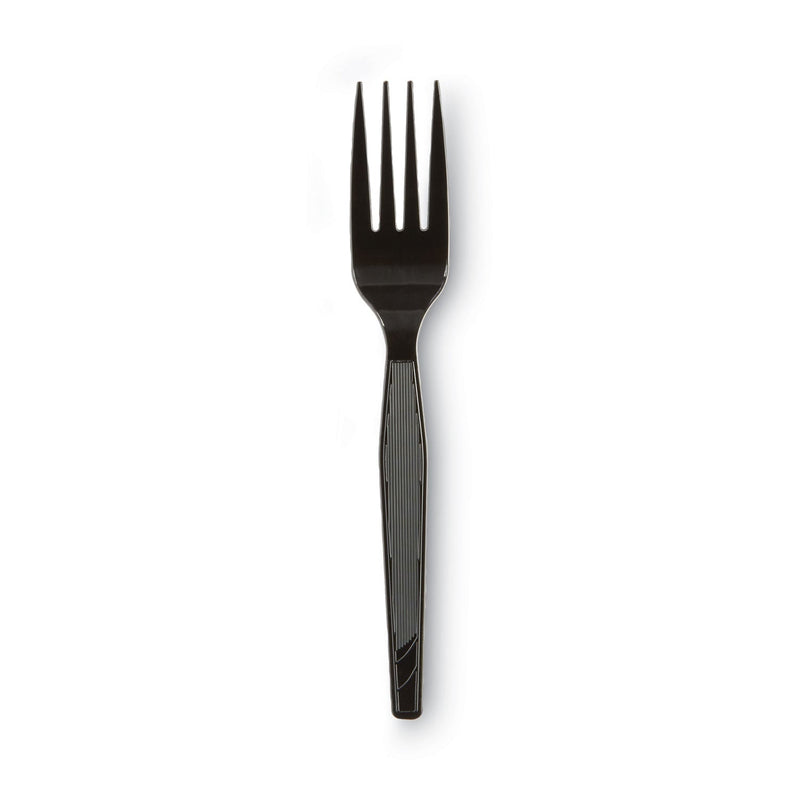 Dixie Plastic Cutlery, Heavy Mediumweight Forks, Black, 1,000/Carton