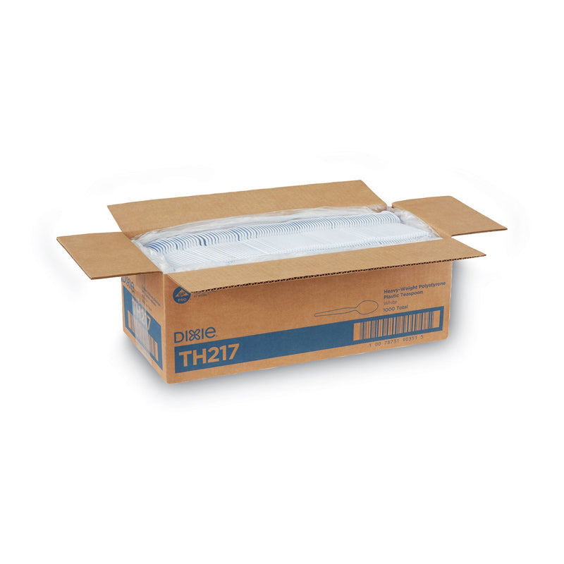 Dixie Plastic Cutlery, Heavyweight Teaspoons, White, 1,000/Carton