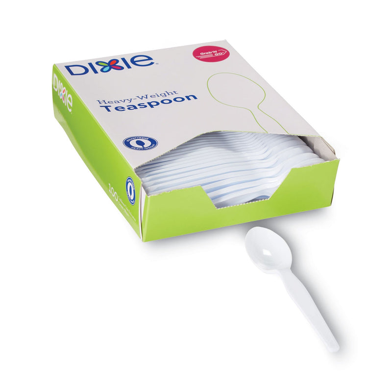 Dixie Plastic Cutlery, Heavyweight Teaspoons, White, 100/Box