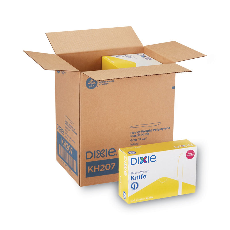 Dixie Plastic Cutlery, Heavyweight Knives, White, 1,000/Carton