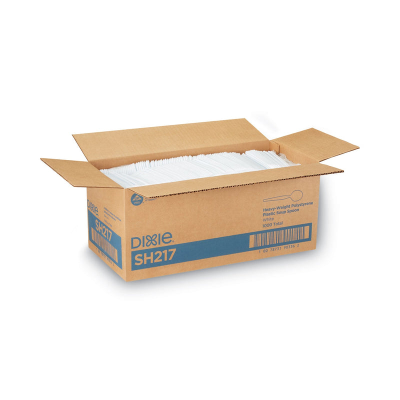 Dixie Plastic Cutlery, Heavyweight Soup Spoons, White, 1,000/Carton