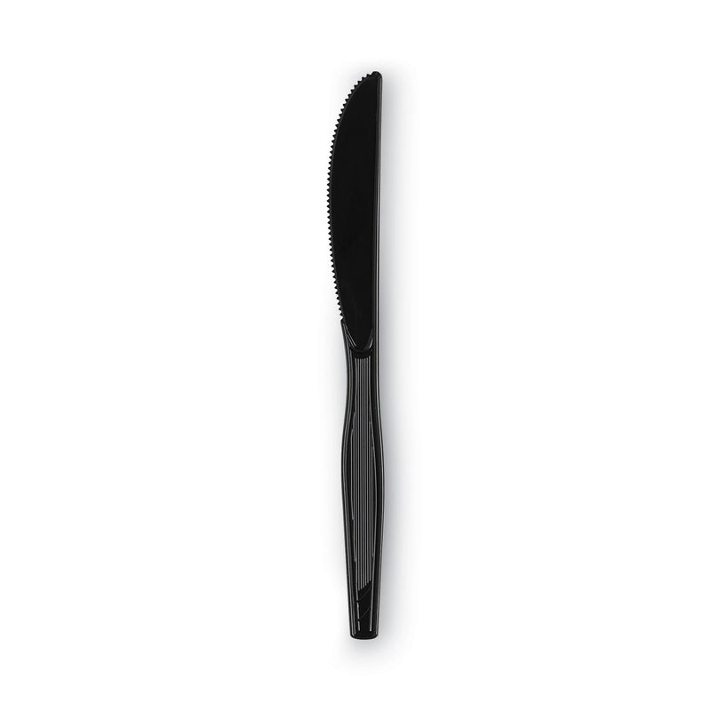 Dixie Plastic Cutlery, Heavy Mediumweight Knives, Black, 1,000/Carton
