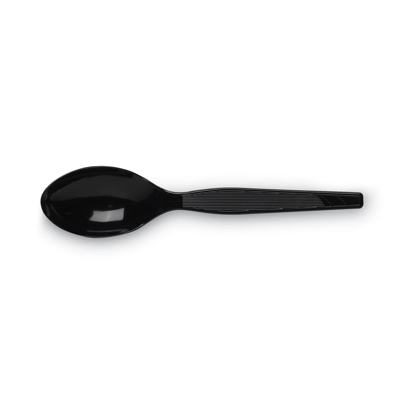 Dixie Plastic Cutlery, Heavy Mediumweight Teaspoons, Black, 1,000/Carton
