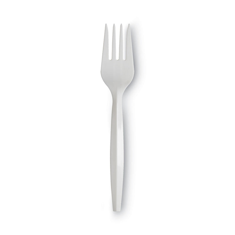 Dixie Plastic Cutlery, Mediumweight Forks, White, 1,000/Carton
