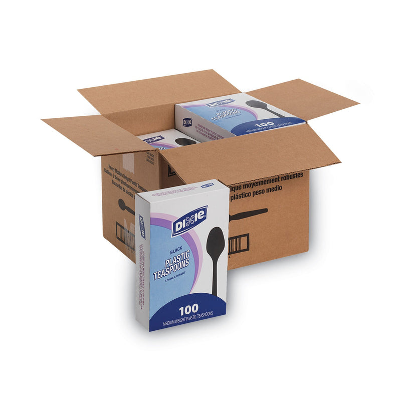 Dixie Plastic Cutlery, Heavy Mediumweight Teaspoons, Black, 1,000/Carton