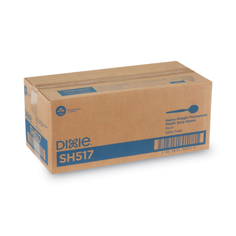 Dixie Plastic Cutlery, Heavyweight Soup Spoons, 5 3/4", Black, 1,000/Carton