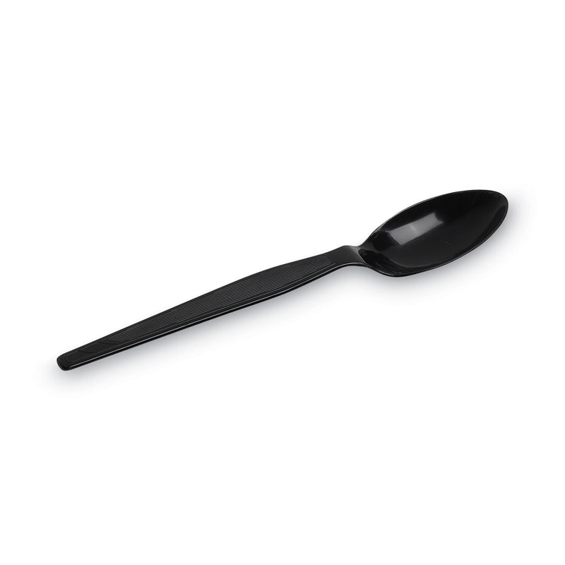 Dixie Individually Wrapped Heavyweight Teaspoons, Polystyrene, Black 1,000/Carton