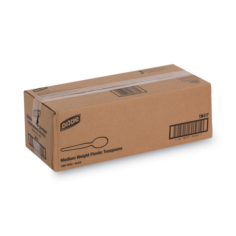 Dixie Plastic Cutlery, Heavy Mediumweight Teaspoons, Black, 1,000/Carton