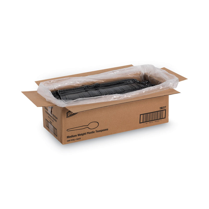 Dixie Plastic Cutlery, Heavy Mediumweight Teaspoons, Black, 1,000/Carton