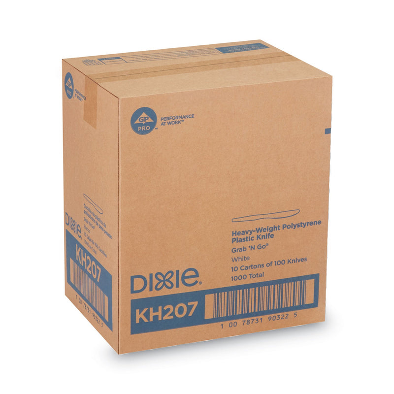 Dixie Plastic Cutlery, Heavyweight Knives, White, 1,000/Carton