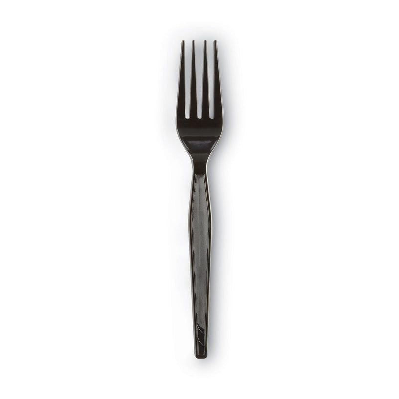 Dixie Plastic Cutlery, Heavyweight Forks, Black, 1,000/Carton