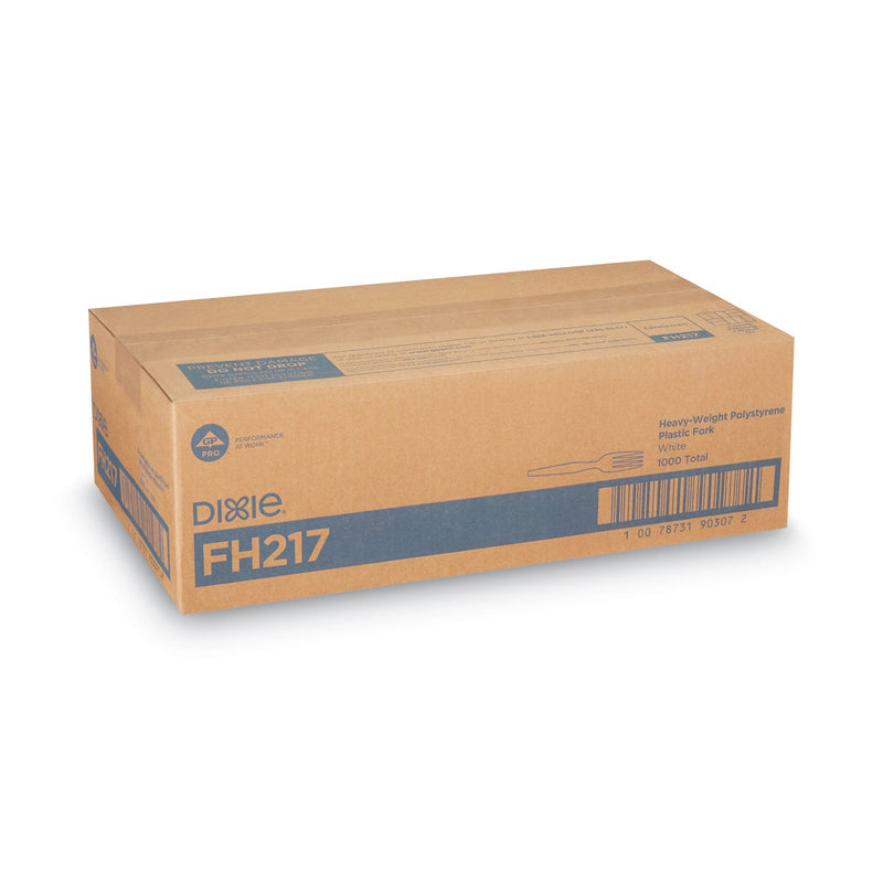 Dixie Plastic Cutlery, Heavyweight Forks, White, 1,000/Carton