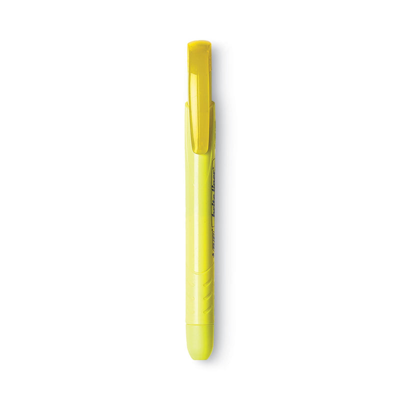 BIC Brite Liner Retractable Highlighter, Fluorescent Yellow Ink, Chisel Tip, Yellow/Black Barrel, Dozen
