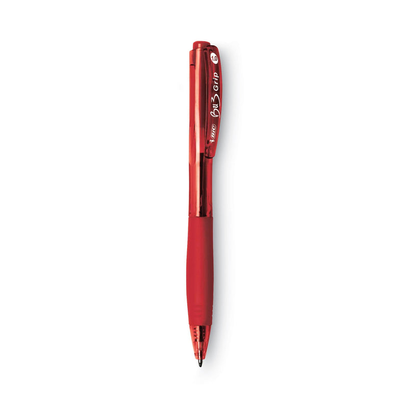 BIC BU3 Ballpoint Pen, Retractable, Bold 1 mm, Red Ink, Red Barrel, Dozen