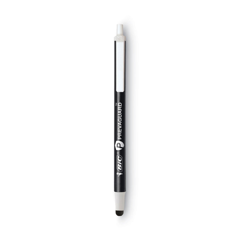 BIC PrevaGuard Ballpoint/Stylus Pen, Retractable, Medium 1 mm, Black Ink/Black Barrel, Dozen